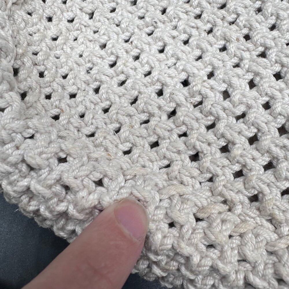 Vintage Purse Shoulder Bag Cream Off White Handmade Crocheted Boho Nautical - Picture 8 of 12